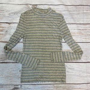Hippie Rose Women's Gray Striped Long Sleeve Turtle Neck Top - S